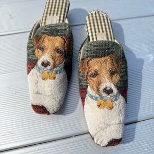 Amy Jo Gladstone needlepoint mules L READ